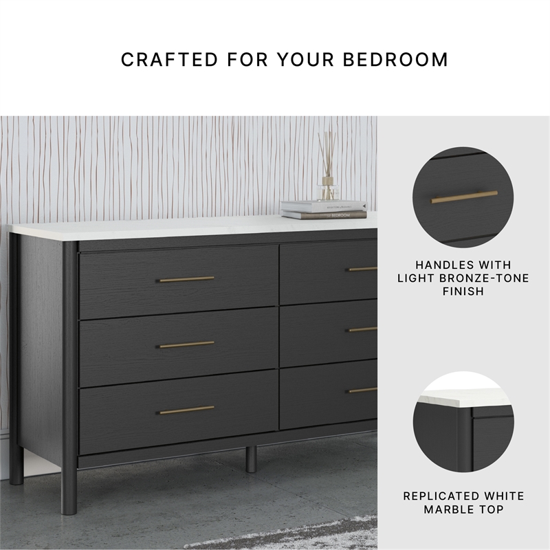Pemberly Row Engineered Wood Contemporary Black & White Dresser