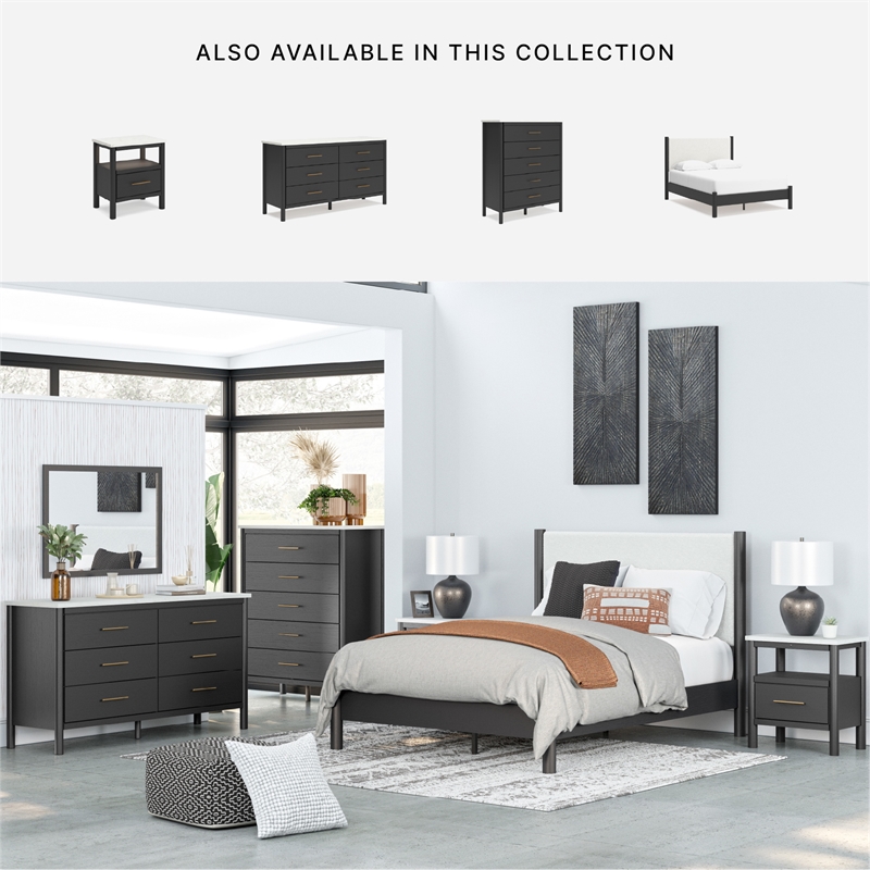 Pemberly Row Engineered Wood Contemporary Black & White Dresser