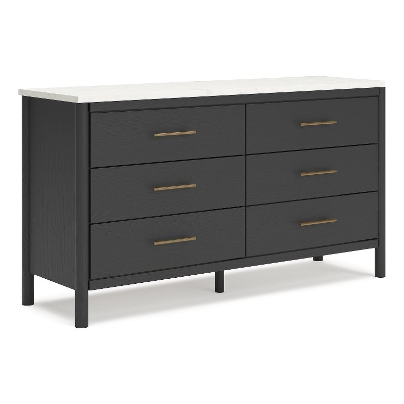 Pemberly Row Engineered Wood Contemporary Black & White Dresser