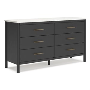 Pemberly Row Engineered Wood Contemporary Black & White Dresser