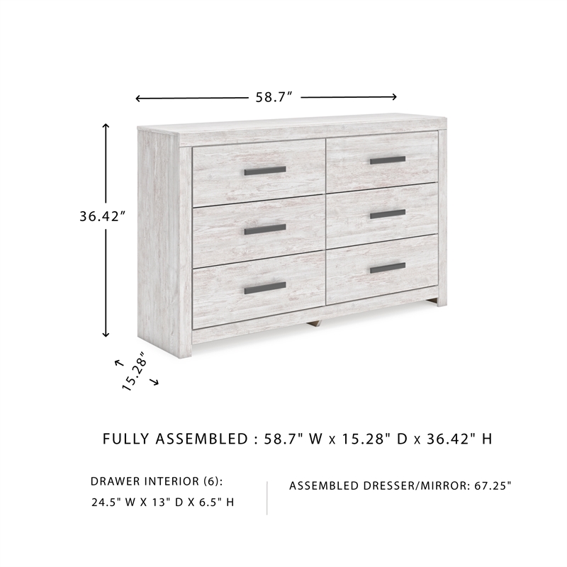 Pemberly Row Engineered Wood Modern / Contemporary Whitewash Dresser
