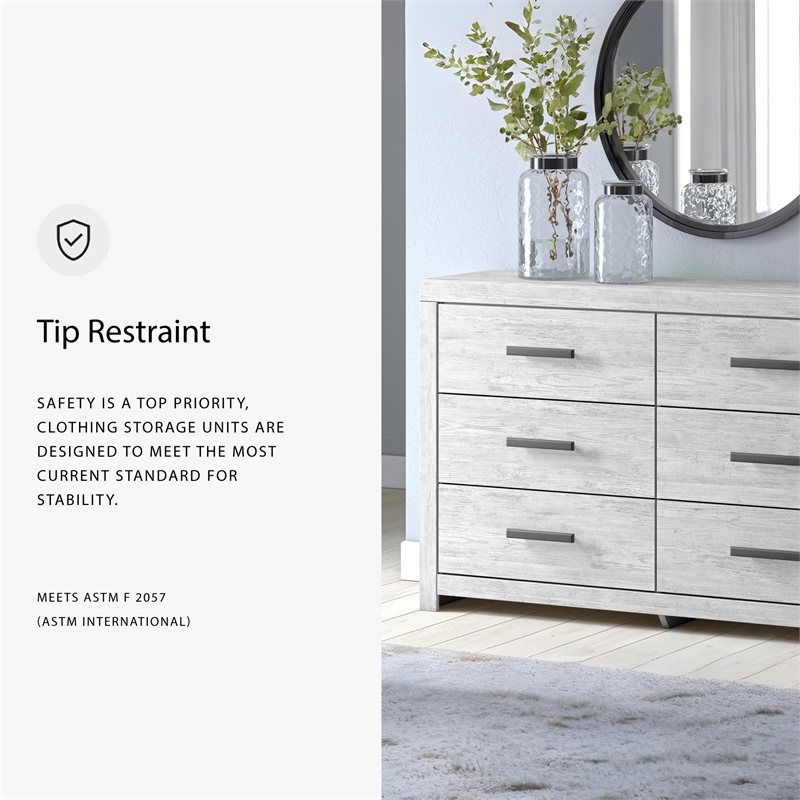 Pemberly Row Engineered Wood Modern / Contemporary Whitewash Dresser
