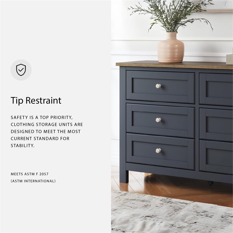 Pemberly Row Wooden Modern / Contemporary Brown & Blue Dresser