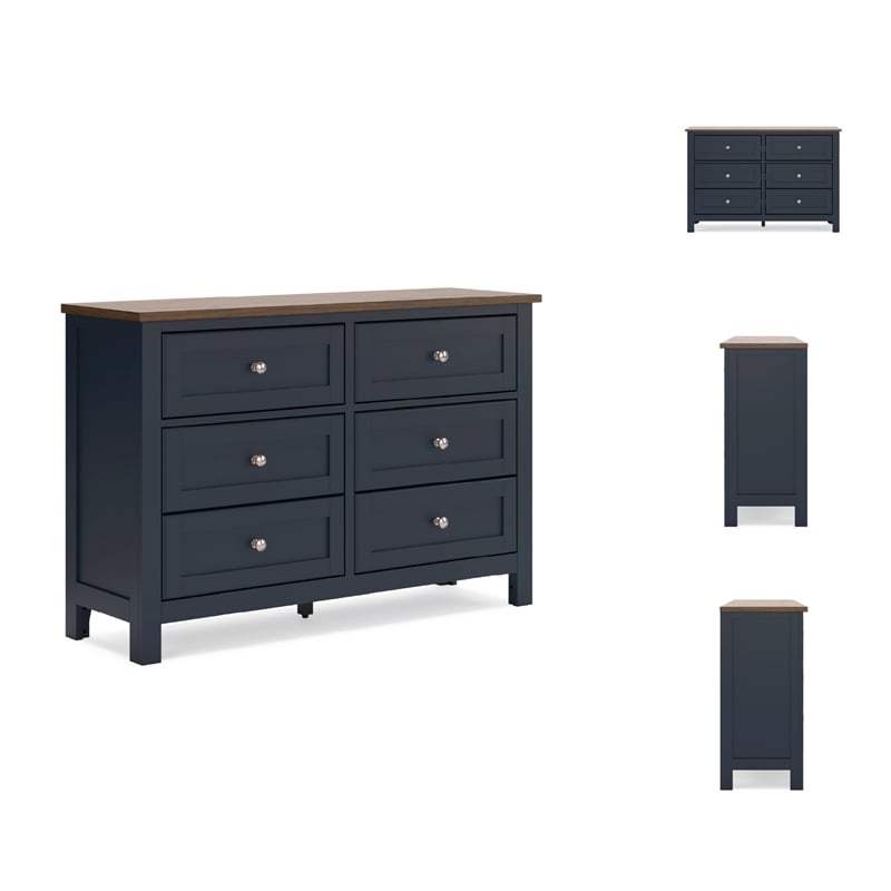 Pemberly Row Wooden Modern / Contemporary Brown & Blue Dresser