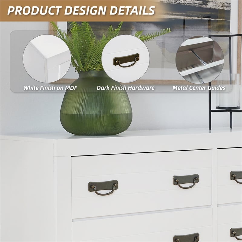 Pemberly Row Wooden Modern / Contemporary Binterglen White Dresser