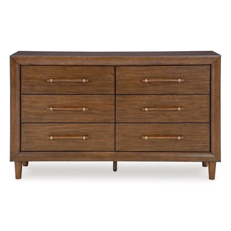 Pemberly Row Wooden Mid-Century Modern Brown Bedroom Dresser