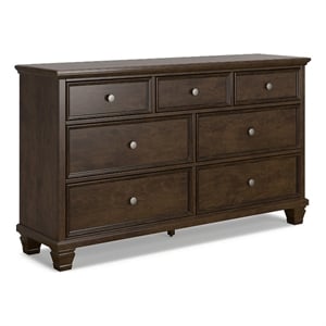 Pemberly Row Solid Wood 7-Drawer Bedroom Dresser in Brownish Cherry