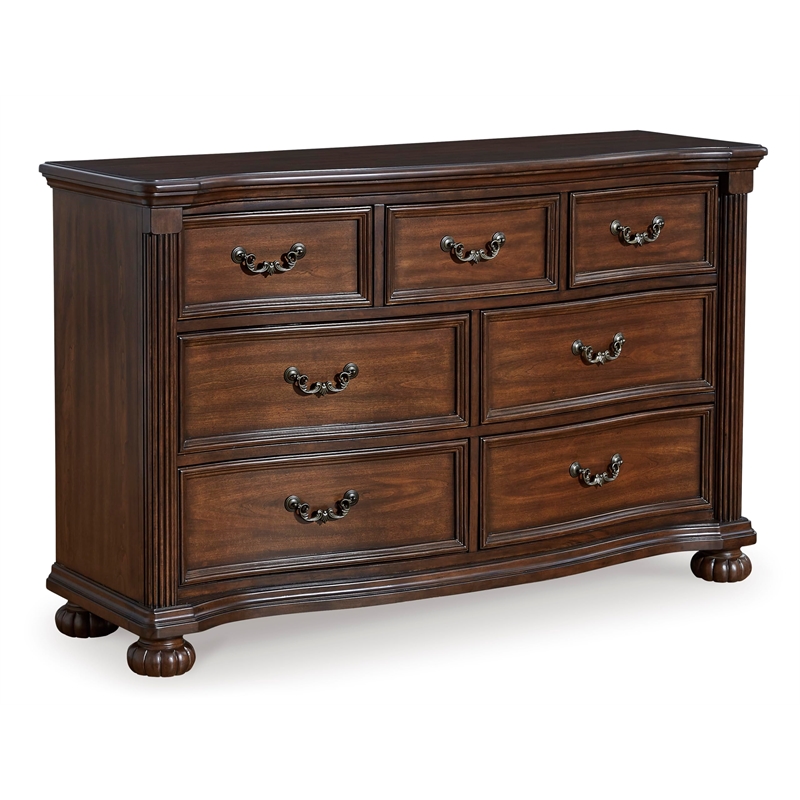 Pemberly Row Wooden Modern Traditional Brown Bedroom Dresser