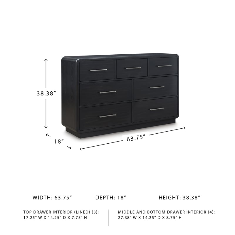 Pemberly Row Wooden Modern / Contemporary Black Bedroom Dresser