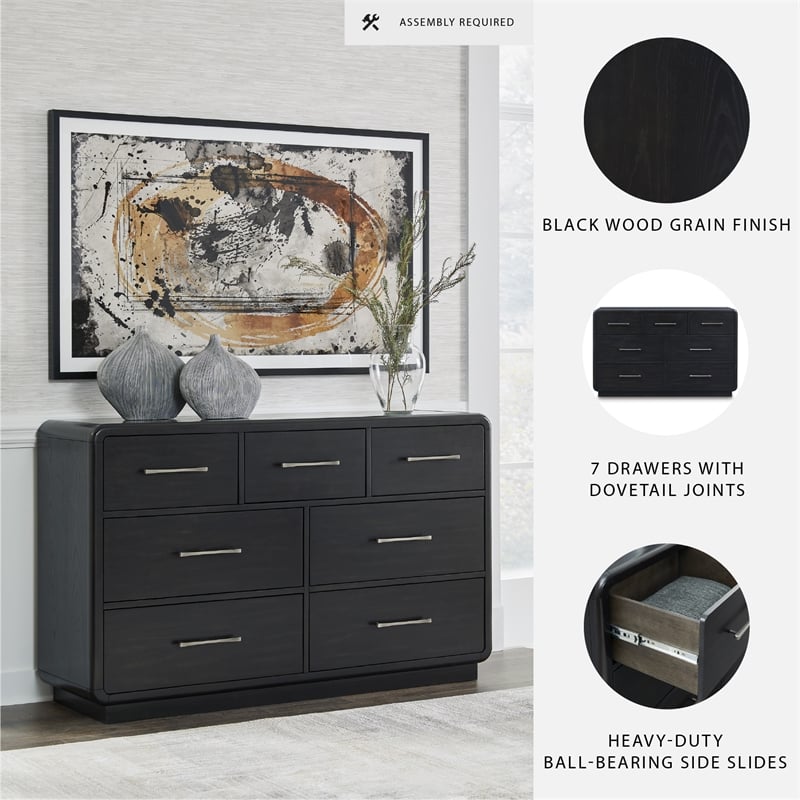 Pemberly Row Wooden Modern / Contemporary Black Bedroom Dresser