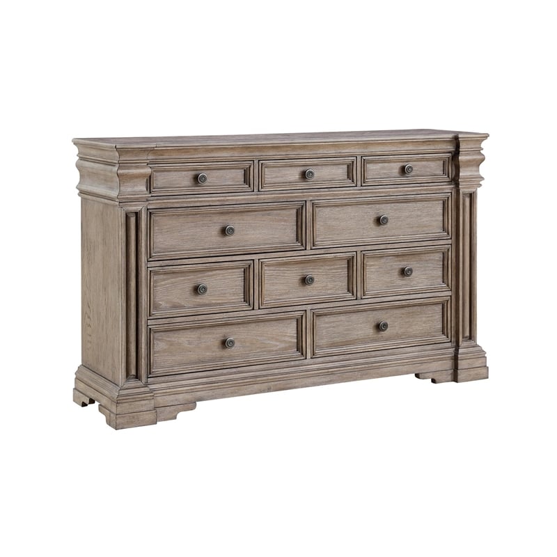Pemberly Row Wooden Traditional Light Grayish Brown Bedroom Dresser