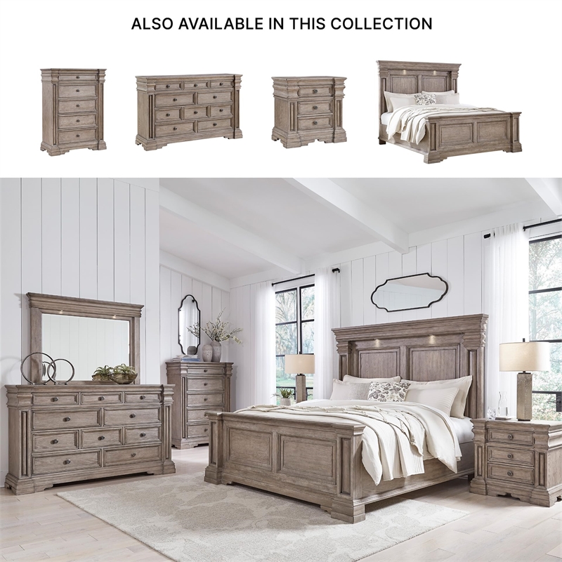 Pemberly Row Wooden Traditional Light Grayish Brown Bedroom Dresser