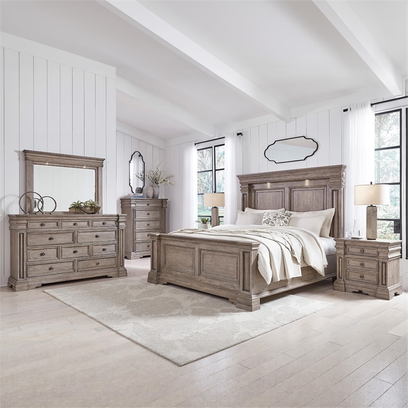 Pemberly Row Wooden Traditional Light Grayish Brown Bedroom Dresser