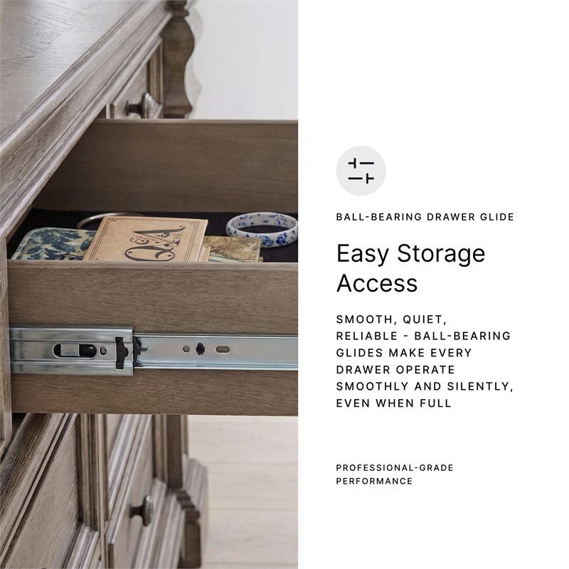 Pemberly Row Wooden Traditional Light Grayish Brown Bedroom Dresser