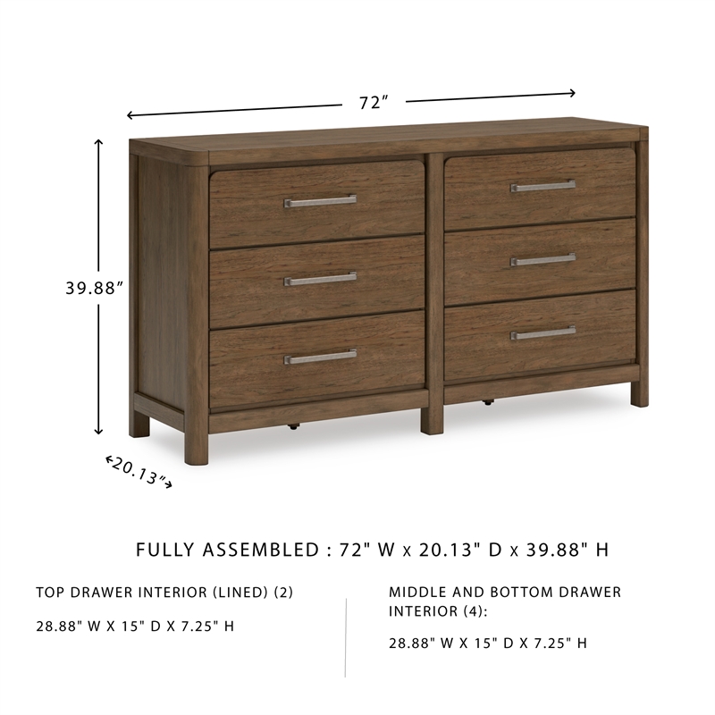 Pemberly Row Wooden Farmhouse Light Brown Finish Bedroom Dresser