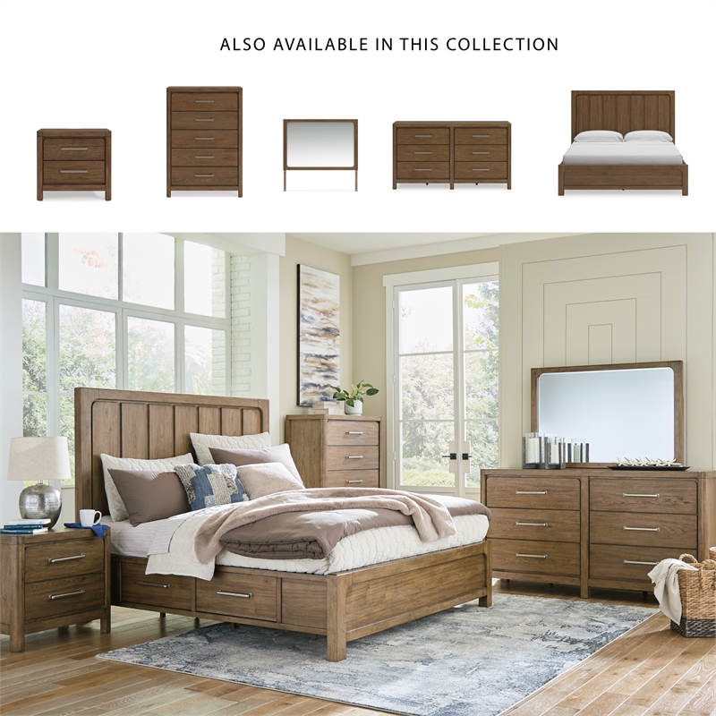 Pemberly Row Wooden Farmhouse Light Brown Finish Bedroom Dresser