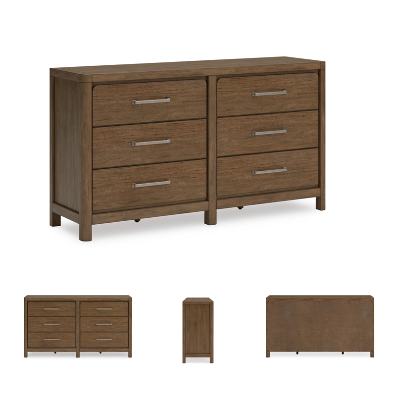 Pemberly Row Wooden Farmhouse Light Brown Finish Bedroom Dresser