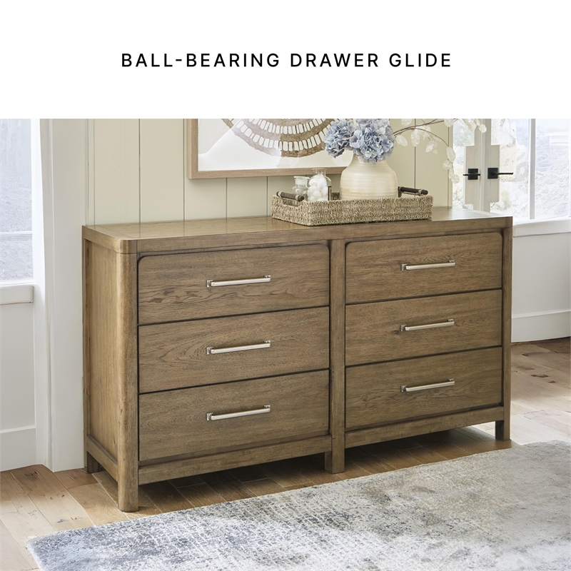 Pemberly Row Wooden Farmhouse Light Brown Finish Bedroom Dresser