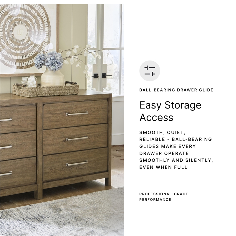 Pemberly Row Wooden Farmhouse Light Brown Finish Bedroom Dresser