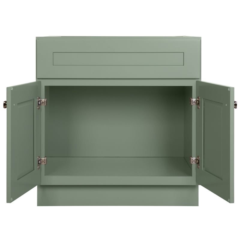 Pemberly Row Vanity Without Top in Evergreen Fog Fully Assembled 30
