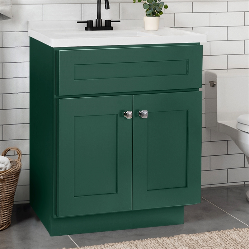 Pemberly Row Wood Vanity Without Top in Green Hunt Club Fully Assembled 30
