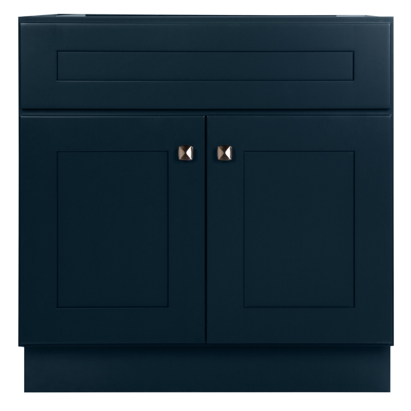Pemberly Row Wood Vanity Without Top in Navy Fully Assembled 30