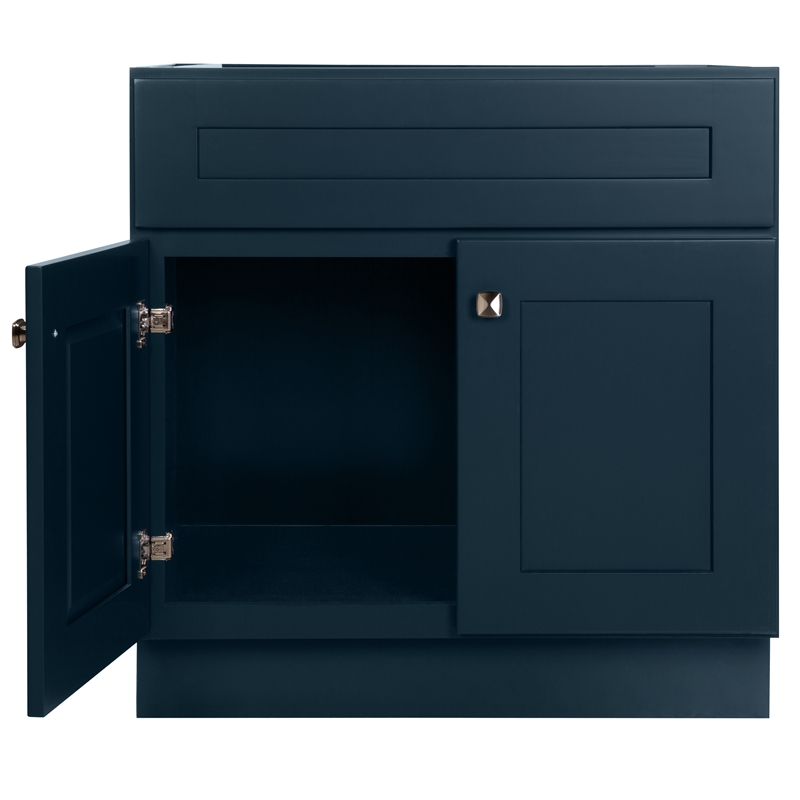 Pemberly Row Wood Vanity Without Top in Navy Fully Assembled 30