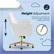 Pemberly Row Modern Office Chair Channel-Tufted Design White Velvet Fabric