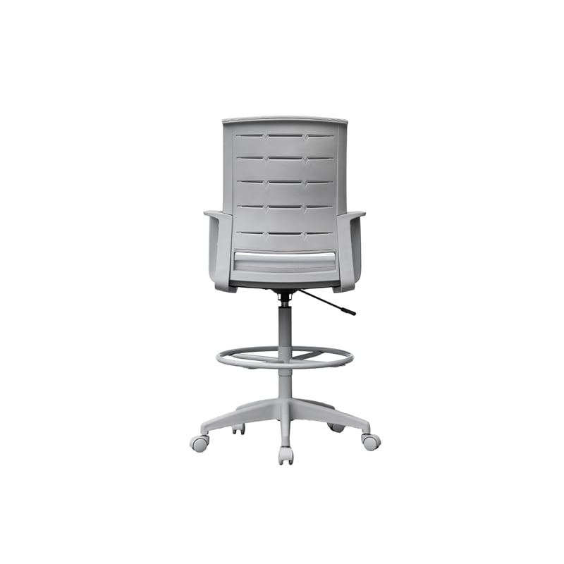Pemberly Row Contemporary Mesh Adjustable Stool with Casters in Gray