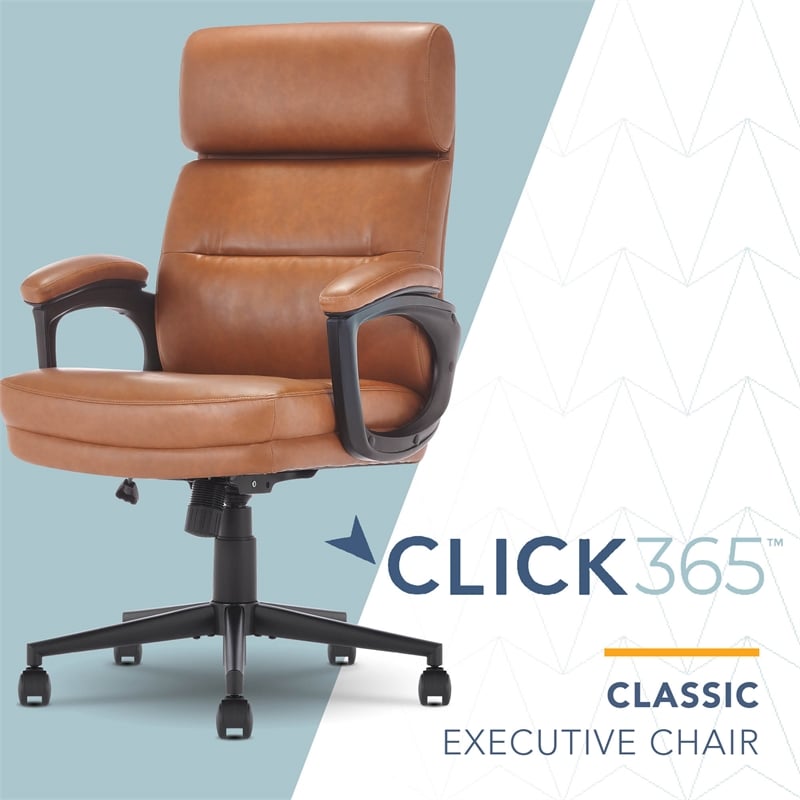 Pemberly Row Classic Executive Office Chair Bonded Leather in Cognac