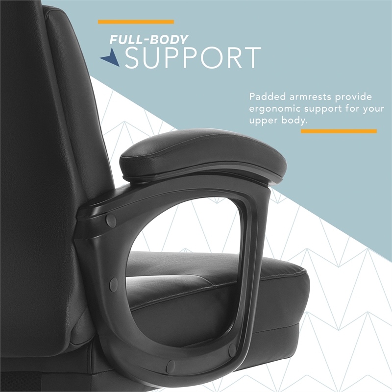 Pemberly Row Classic Executive Office Chair Bonded Leather in Black