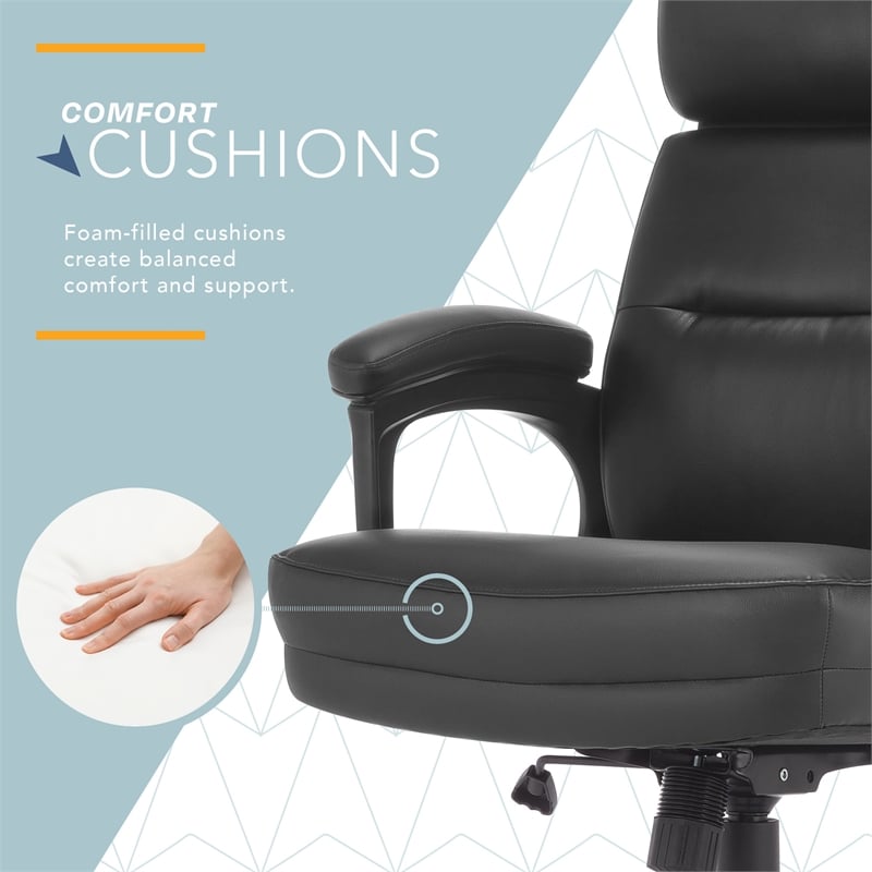 Pemberly Row Classic Executive Office Chair Bonded Leather in Black