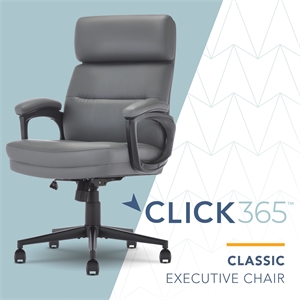 Pemberly Row Classic Executive Office Chair Bonded Leather in Gray