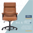 Pemberly Row Classic Big & Tall Executive Office Chair Bonded Leather in Cognac