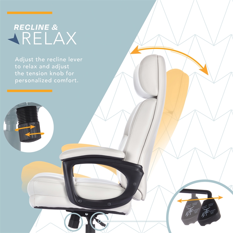 Pemberly Row Big & Tall Executive Office Chair Bonded Leather in Light Gray