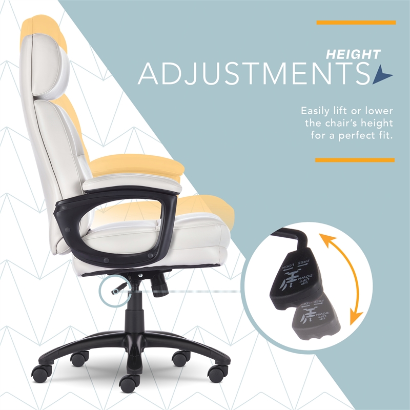 Pemberly Row Big & Tall Executive Office Chair Bonded Leather in Light Gray