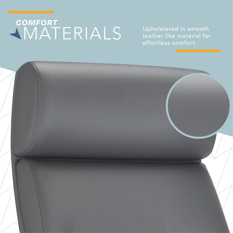 Pemberly Row Classic Big & Tall Executive Office Chair Bonded Leather in Gray