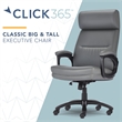 Pemberly Row Classic Big & Tall Executive Office Chair Bonded Leather in Gray