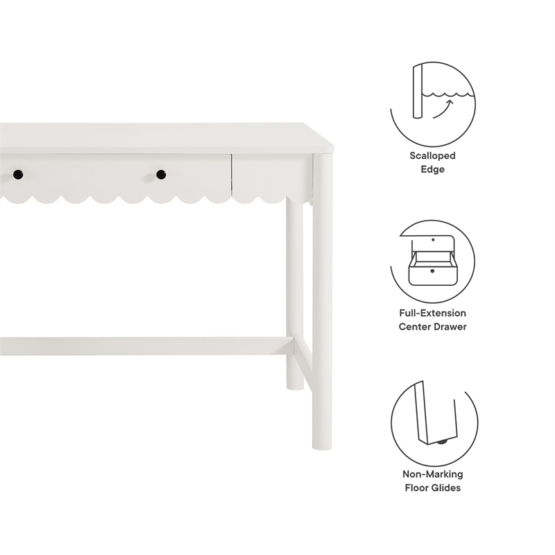 Pemberly Row Wooden Modern / Contemporary Writing Desk in White
