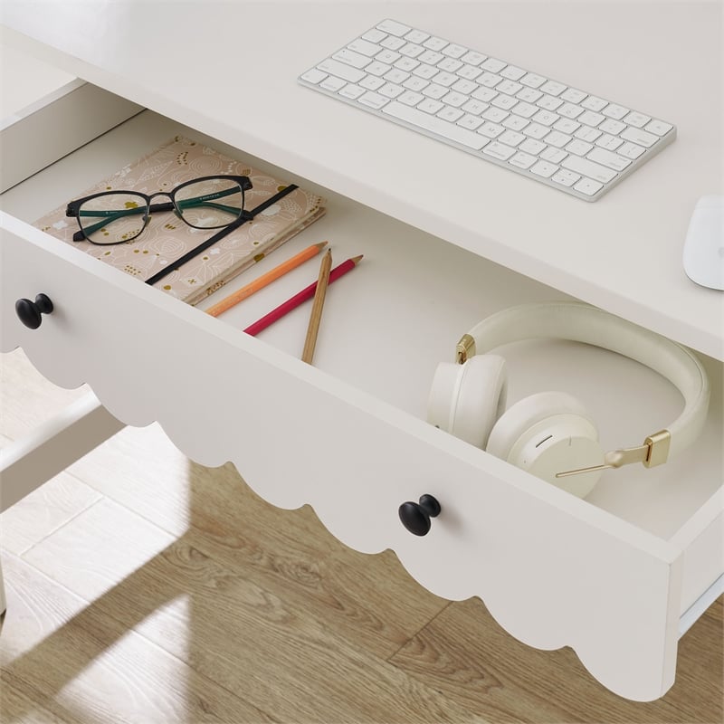Pemberly Row Wooden Modern / Contemporary Writing Desk in White