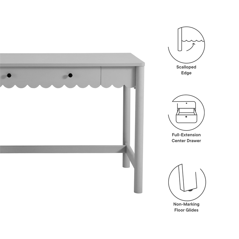Pemberly Row Wooden Modern / Contemporary Writing Desk in Light Gray