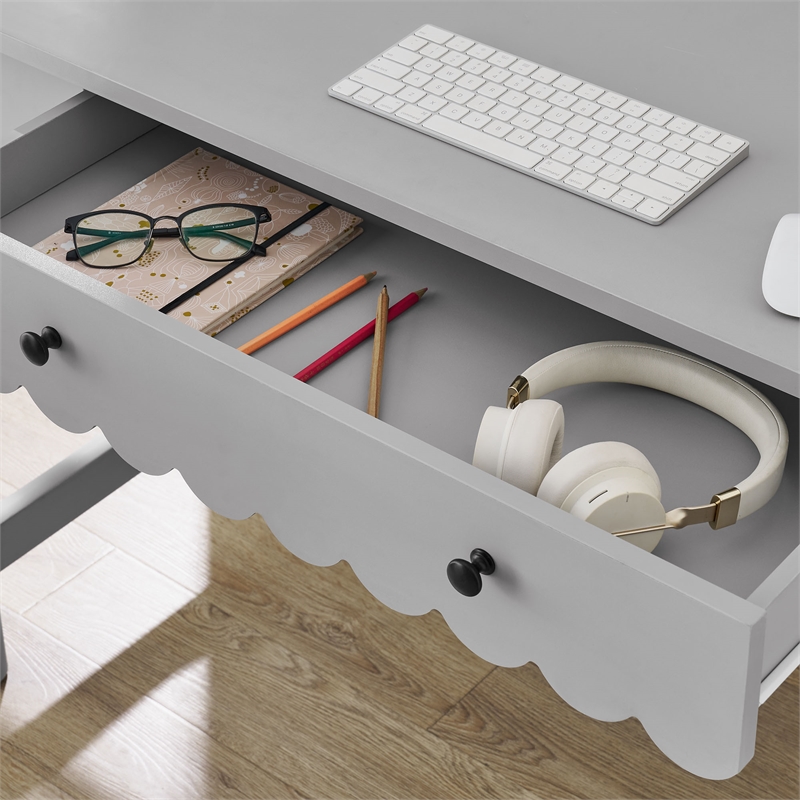Pemberly Row Wooden Modern / Contemporary Writing Desk in Light Gray
