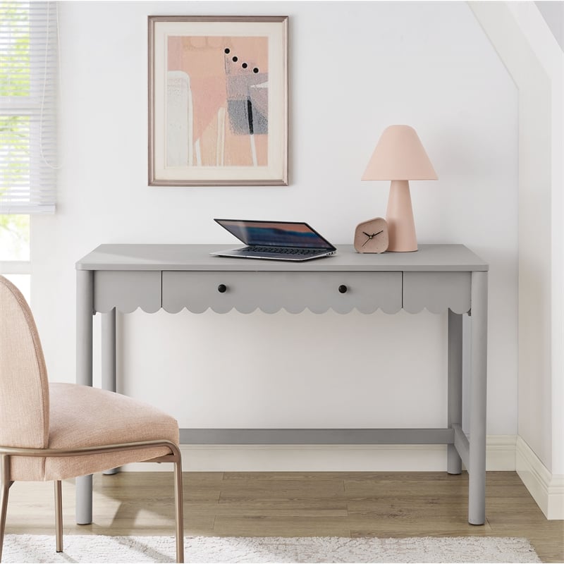 Pemberly Row Wooden Modern / Contemporary Writing Desk in Light Gray