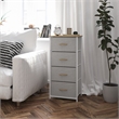 Pemberly Row 4 Drawer Dresser in Oak Wood Top/White Iron Frame/Beige Drawers