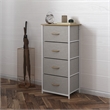 Pemberly Row 4 Drawer Dresser in Oak Wood Top/White Iron Frame/Beige Drawers