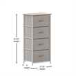 Pemberly Row 4 Drawer Dresser in Oak Wood Top/White Iron Frame/Beige Drawers