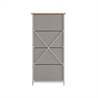 Pemberly Row 4 Drawer Dresser in Oak Wood Top/White Iron Frame/Beige Drawers
