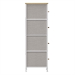 Pemberly Row 4 Drawer Dresser in Oak Wood Top/White Iron Frame/Beige Drawers