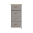 Pemberly Row 4 Drawer Dresser in Oak Wood Top/White Iron Frame/Beige Drawers