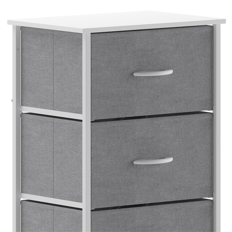 Pemberly Row Contemporary 4 Drawer Dresser in White Wood Top/Gray